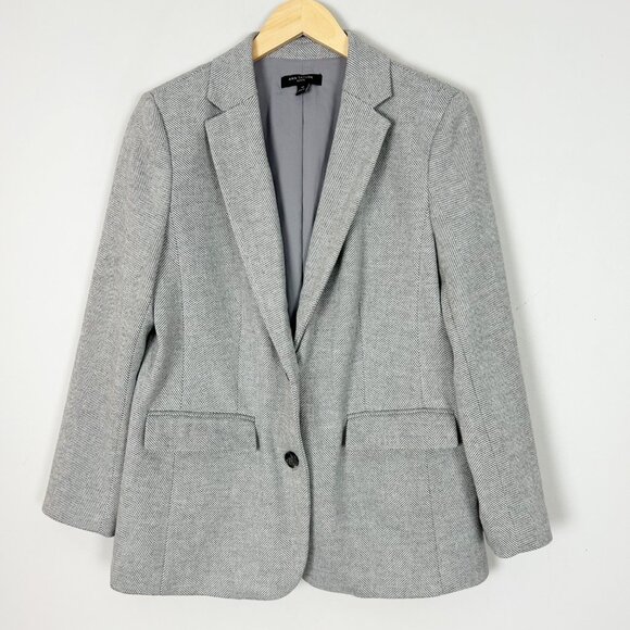 Ann Taylor Herringbone Blazer Jacket Fall Career Classic Size 12P Women's - Picture 1 of 4